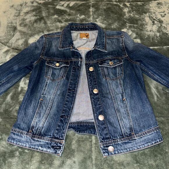 American Eagle Outfitters Trucker Jacket Womens M Blue Denim Cotton Button Front - Picture 6 of 6